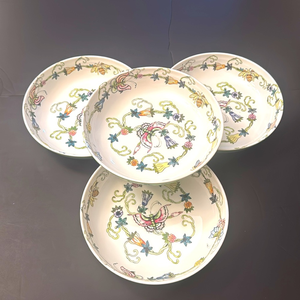 4pc JOANNA BUCHANAN Butterfly & Bees Melamine Salad Bowl Set